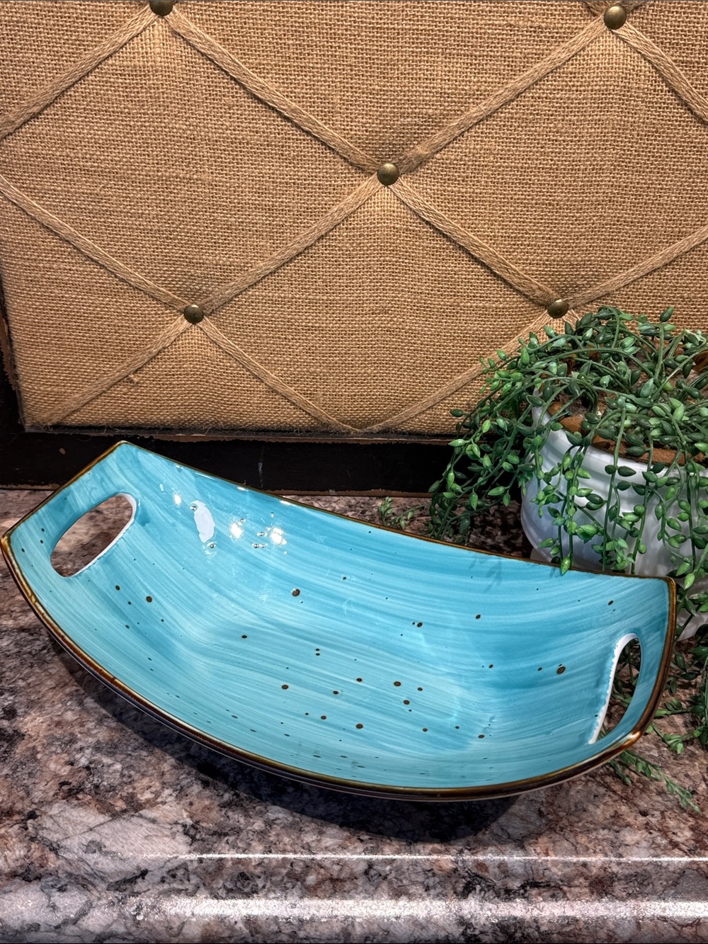Nakiyo Ceramic Serving Tray with Cutout Handles